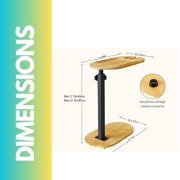 Rackhams Wooden Adjustable Side Tray Table Natural Wood - thumbnail 6