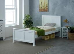 Rackhams Madrid Solid Pine Bed Frame, Panelled Headboard, White, 4 Sizes - White - 3FT - thumbnail 3