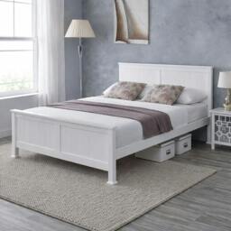 Rackhams Madrid Solid Pine Bed Frame, Panelled Headboard, White, 4 Sizes - White - 3FT - thumbnail 2