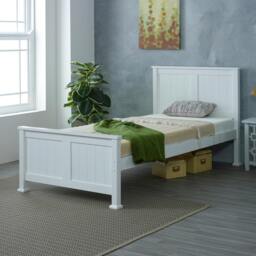 Rackhams Madrid Solid Pine Bed Frame, Panelled Headboard, White, 4 Sizes - White - 3FT - thumbnail 1