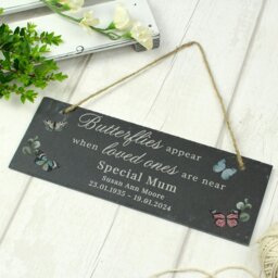 Rackhams Personalised Memorial Butterflies Appear Slate Hanging Ornament - thumbnail 2
