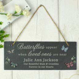 Rackhams Personalised Memorial Butterflies Appear Slate Hanging Ornament - thumbnail 4