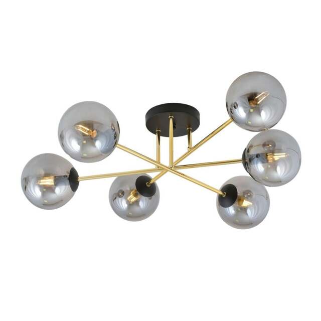 Rackhams MAGNUM Ceiling lamp  2 x E14  Black, gold with Graphite Shade - image 1