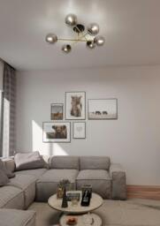 Rackhams MAGNUM Ceiling lamp  2 x E14  Black, gold with Graphite Shade - thumbnail 3