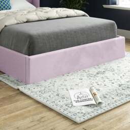 Rackhams Quanta Straight Winged Upholstered Soft Velvet Bed Frame - Pink - Pink - Small double - thumbnail 3