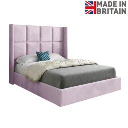 Rackhams Quanta Straight Winged Upholstered Soft Velvet Bed Frame - Pink - Pink - Small double - thumbnail 6