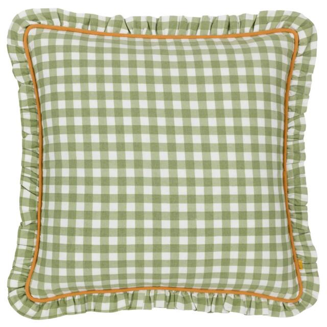 Rackhams Maude Reversible Gingham Cushion Cover - Sage - 45cm x 45cm - Sage - 100% Cotton - image 1