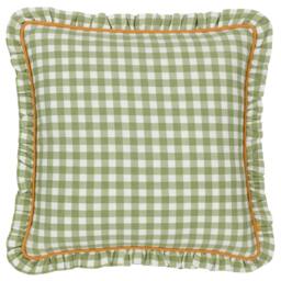 Rackhams Maude Reversible Gingham Cushion Cover - Sage - 45cm x 45cm - Sage - 100% Cotton