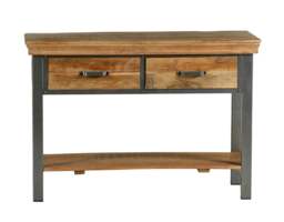 Rackhams Dunphy Industrial 2 Drawer Console Table - 115CM X 40CM X 78CM (LXDXH) - Wooden - Brown - thumbnail 2