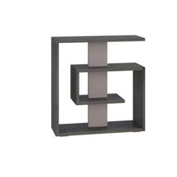 Rackhams Saly Modern 3-Tier Compact Side Table with Storage Shelves 57cm - Dark Brown-Mocha Grey - thumbnail 2
