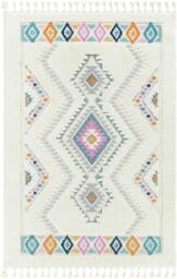 Rackhams Lofty-Shaggy Ivory Orange Blue Vintage Boho Plush Soft Pile Fringe Rug - 80 x 220 cm - thumbnail 3