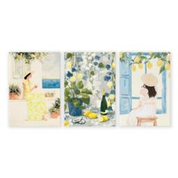 Rackhams Prints of Lemons - Set of 3 Italian Lifestyle Wall art Prints - 20 x 30 in / 50 x 76 cm - Polyester Canvas 260 gsm - Canvas wrapped - thumbnail 1