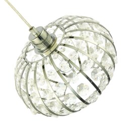 Rackhams Modern Chrome Plated Basket Cage Style Pendant Shade with Clear Acrylic Beads - thumbnail 3