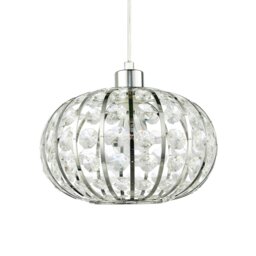 Rackhams Modern Chrome Plated Basket Cage Style Pendant Shade with Clear Acrylic Beads - thumbnail 2