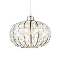 Rackhams Modern Chrome Plated Basket Cage Style Pendant Shade with Clear Acrylic Beads