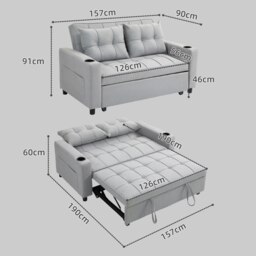Rackhams 2 Seater Pull Out Sofa Bed with Pockets for Living Room - thumbnail 4