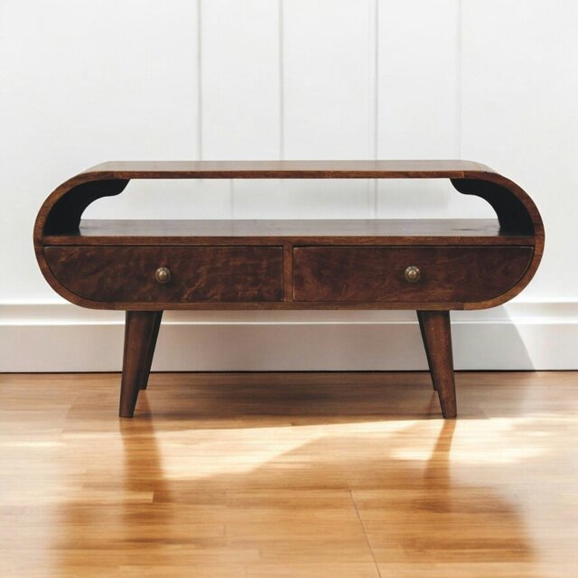 Rackhams Solid Wood California Walnut Circular TV Stand - image 1
