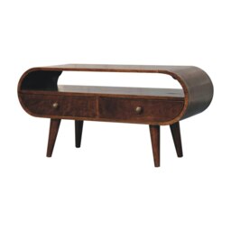 Rackhams Solid Wood California Walnut Circular TV Stand - thumbnail 4