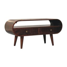 Rackhams Solid Wood California Walnut Circular TV Stand - thumbnail 3