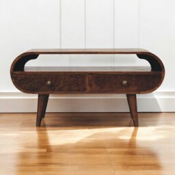 Rackhams Solid Wood California Walnut Circular TV Stand