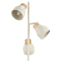 Rackhams Muted Dove Grey Scandinavian Triple Spot Floor Lamp with Wooden Trim - thumbnail 4