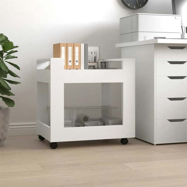 Rackhams Desk Trolley White 60x45x60 cm Engineered Wood