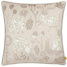 Rackhams Nook Velvet Piped Cushion Cover - Greige - 50cm x 50cm - Greige - 100% Polyester - thumbnail 1