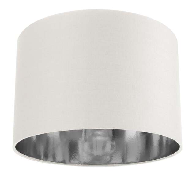 "Rackhams Contemporary White Cotton 12"" Table/Pendant Lamp Shade with Shiny Silver Inner" - image 1