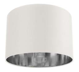 "Rackhams Contemporary White Cotton 12"" Table/Pendant Lamp Shade with Shiny Silver Inner"