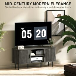 Rackhams TV Unit for Living Room, TV Stand, Grey - Rustic Brown - thumbnail 4