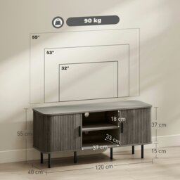 Rackhams TV Unit for Living Room, TV Stand, Grey - Rustic Brown - thumbnail 6