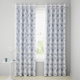 Rackhams Lucie Floral Frill Fully Reversible Eyelet Curtains - 66x90 Inch - Blue - thumbnail 3