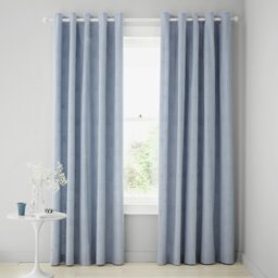 Rackhams Lucie Floral Frill Fully Reversible Eyelet Curtains - 66x90 Inch - Blue - thumbnail 4