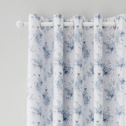 Rackhams Lucie Floral Frill Fully Reversible Eyelet Curtains - 66x90 Inch - Blue