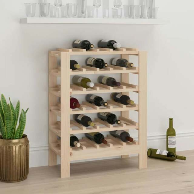 Rackhams Wine Rack 61.5x30x82 cm Solid Wood Pine - Solid pine wood (untreated)