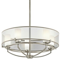 Rackhams 5 Bulb Chandelier Hanging Pendant LIght Classic Pewter LED G9 3.5W Bulb