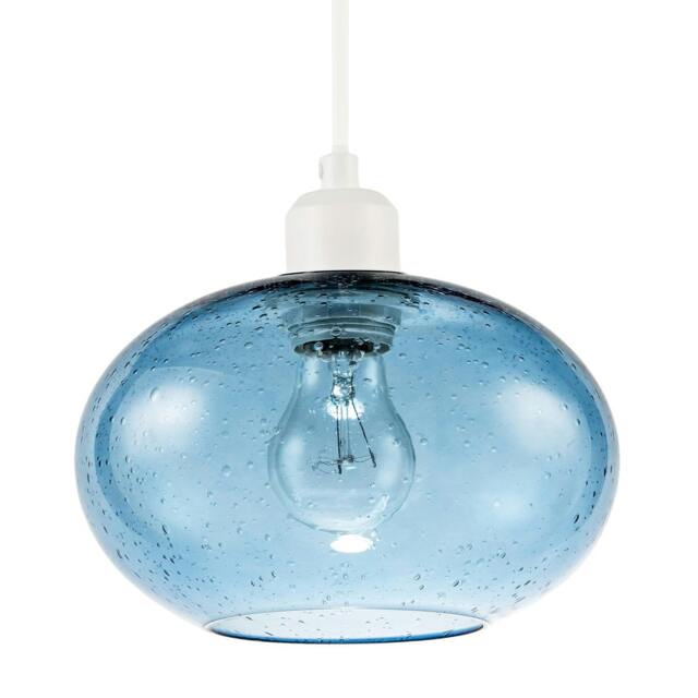 Rackhams Modern Blue Blown-Glass Pendant Light Shade with Subtle Air Bubbles - image 1