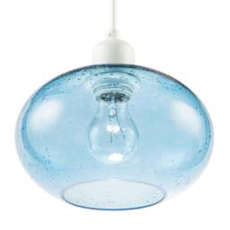 Rackhams Modern Blue Blown-Glass Pendant Light Shade with Subtle Air Bubbles - thumbnail 5