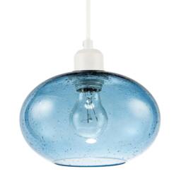 Rackhams Modern Blue Blown-Glass Pendant Light Shade with Subtle Air Bubbles - thumbnail 1