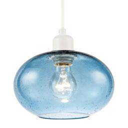 Rackhams Modern Blue Blown-Glass Pendant Light Shade with Subtle Air Bubbles - thumbnail 2