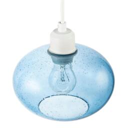 Rackhams Modern Blue Blown-Glass Pendant Light Shade with Subtle Air Bubbles - thumbnail 3