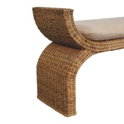 Rackhams Solid Wood Rattan Weave Boucle Bench - thumbnail 5