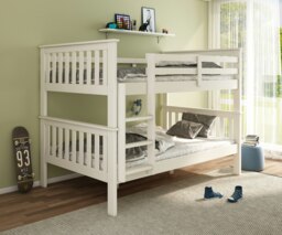 Rackhams Oslo White Quadruple Sleeper Bunk Bed And Mattress Options - Small Double Memory Foam Mattresses - thumbnail 1