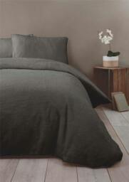 Rackhams Teddy Bear Fleece Duvet Cover Set - Silver - Single - thumbnail 3