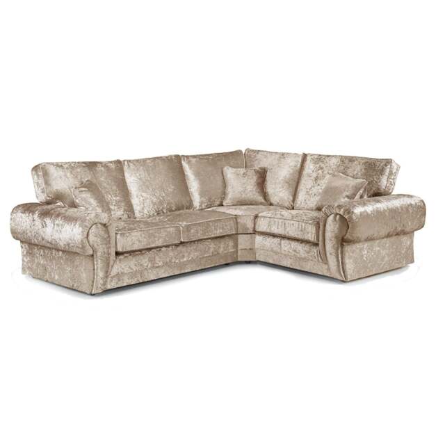 Rackhams Chelsea Crushed Velvet Full Back 4 Seater L Shaped Corner Sofa - Mink - Right Hand Facing - image 1