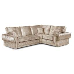Rackhams Chelsea Crushed Velvet Full Back 4 Seater L Shaped Corner Sofa - Mink - Right Hand Facing - thumbnail 1