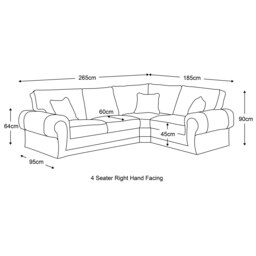 Rackhams Chelsea Crushed Velvet Full Back 4 Seater L Shaped Corner Sofa - Mink - Right Hand Facing - thumbnail 3