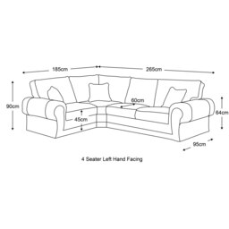 Rackhams Chelsea Crushed Velvet Full Back 4 Seater L Shaped Corner Sofa - Mink - Right Hand Facing - thumbnail 4