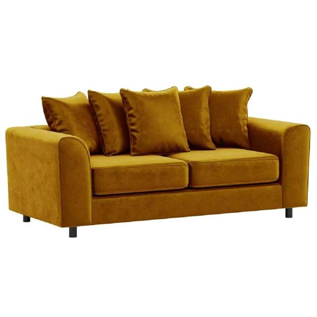 Rackhams Brooklyn Full Foam Plush Velvet 3 Seater - Gold - image 1