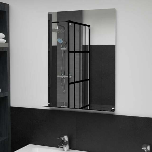 Rackhams Wall Mirror with Shelf 50x70 cm Tempered Glass